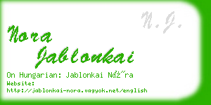 nora jablonkai business card